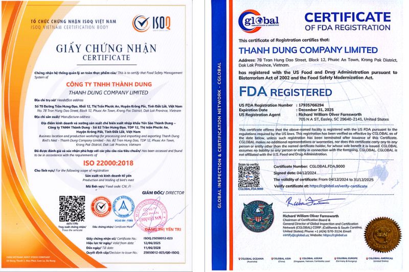 xuất khẩu yến chính ngạch